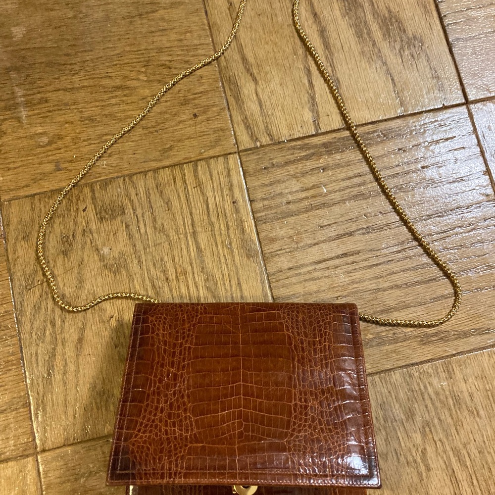 Brown Croc-Embossed Bag - Frenchy of California